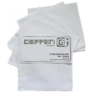 5 Torchons Carré Microfibre Suisse Blanc Geffen