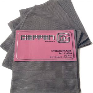 5 Torchons Carré Microfibre Suisse Gris Geffen