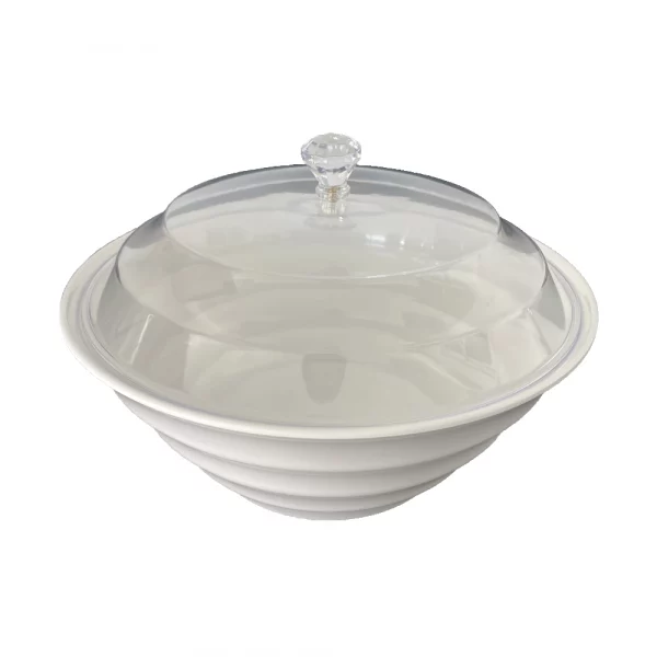 Petit Saladier Blanc Diamant avec Couvercle