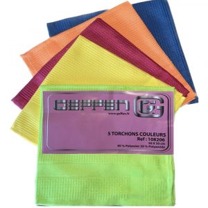 5 Torchons Carré Microfibre Suisse Multicolore Geffen