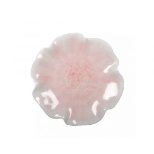 6 Assiettes Plates Fleur Rose En Mélamine.