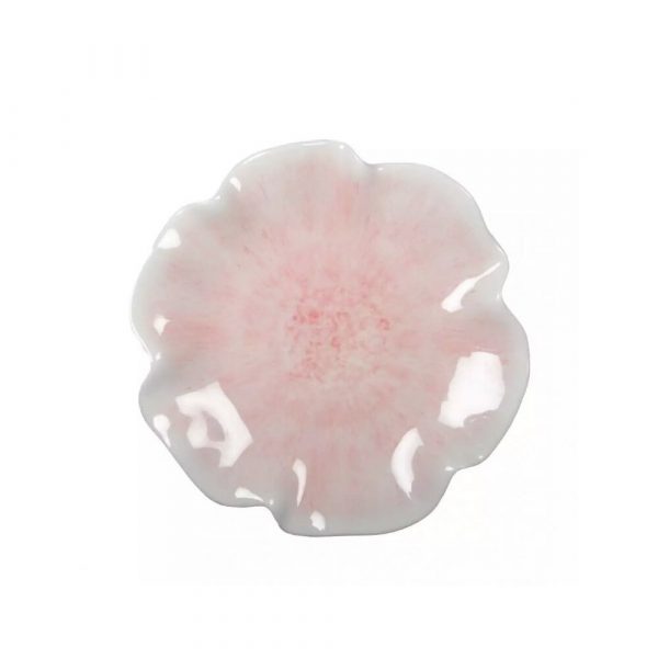 6 Assiettes Plates Fleur Rose En Mélamine.