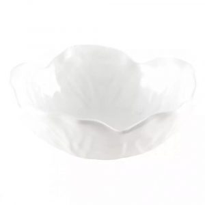 6 Assiettes Creuses Fleur Blanche en Mélamine.