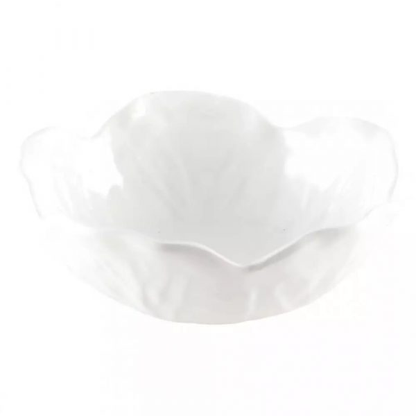 6 Assiettes Creuses Fleur Blanche en Mélamine.