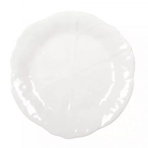 6 Assiettes Plates Fleur Blanche En Mélamine.