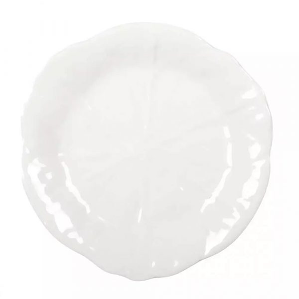 6 Assiettes Plates Fleur Blanche En Mélamine.