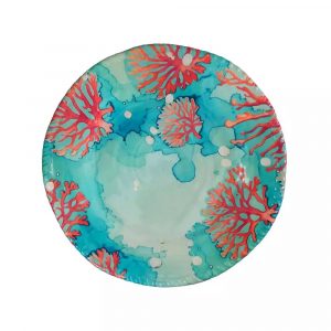 Service Vaisselle 20Pièces en Mélamine Corde Corail.