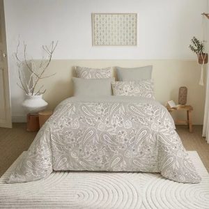 Parure 6 Pièces Housse de Couette 200x200cm Cachemire 100% Coton