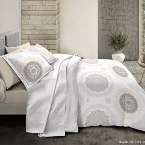 Parure 6 Pièces Housse de Couette Royal 100% Coton Lit 140/190cm.